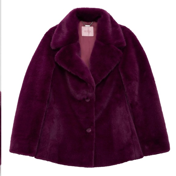 GUESS  women Corinne Faux Fur Coat dark purple - Picture 5 of 10
